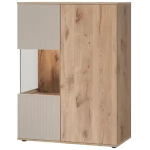 Meuble de rangement bas rainuré catalina 120cm naturel pas cher