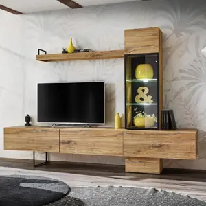 Paris Prix Ensemble Meuble TV design "Rise" 240cm Chêne pas cher