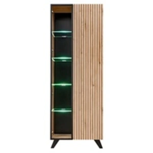 Comparateur de prix : Vitrine haute - AC-DÉCO - Liam - Beige/noir - H 192 x l 70 x P 40 cm - Éclairage LED blanc
