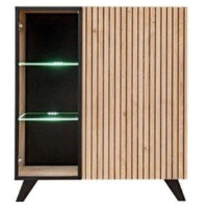 Vaisselier Led Design "Liam" 90cm Naturel & Noir pas cher
