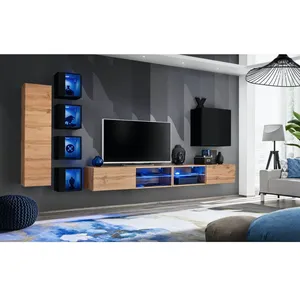 Paris Prix Ensemble Meuble TV "Switch XXVI" 320cm Naturel & Noir