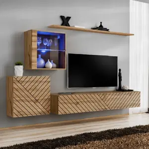 Paris Prix Ensemble Meuble TV "Switch Lamel XV" 260cm Naturel pas cher