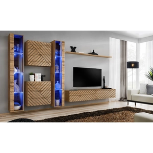 Comparateur de prix : Meubles TV - AC-DÉCO - Ensemble Switch XVI - 6 meubles muraux - Beige - L 330 x H 180 cm