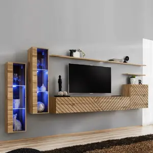 Paris Prix Ensemble Meuble TV "Switch Lamel XI" 330cm Naturel pas cher