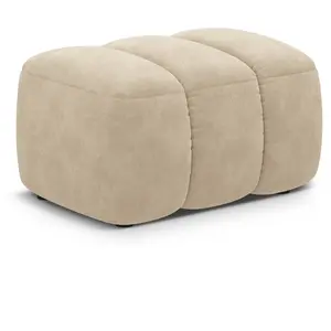 Maison Héritage - Pouf velours Kimi 1 Place beige clair - 75x55x40 cm ...