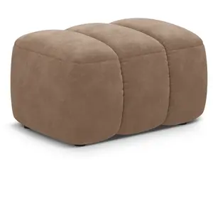 Maison Héritage - Pouf velours Kimi 1 Place beige foncé - 75x55x40 cm ...