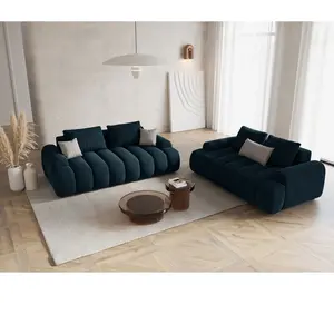 Maison Héritage - Canapé velours Kimi 2 Places pétrole profond - 175x1... pas cher