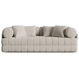 Canapé convertible 3 places en velours beige pas cher