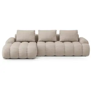 Canpé-lit gauche 3 places avec coffre en tissu structurel le sable pas cher