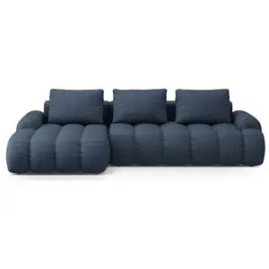 Canpé-lit gauche 3 places avec coffre en tissu structurel bleu foncé pas cher