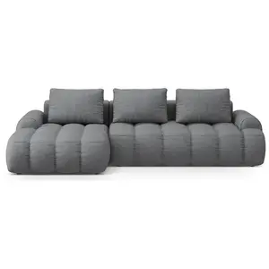 Canpé-lit d'angle gauche 3 places avec coffre en tissu structurel gris pas cher