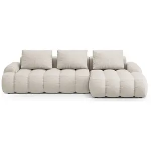 Canpé-lit d'angle droit 3 places avec coffre en tissu structurel beige pas cher