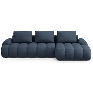 Canpé-lit droit 3 places avec coffre en tissu structurel bleu foncé