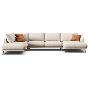 CXL by Christian Lacroix - Canapé Panoramique Gauche Ouvert Margot 6 Places beige - 365x235x75 cm OS pas cher