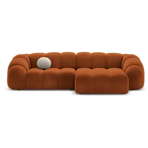 CXL by Christian Lacroix - Canapé D'Angle Droit Velours Lyna 4 Places terracotta - 280x182x72 cm OS pas cher