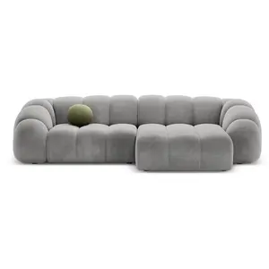 CXL by Christian Lacroix - Canapé D'Angle Droit Velours Lyna 4 Places gris - 280x182x72 cm OS pas cher