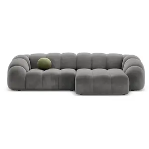 CXL by Christian Lacroix - Canapé D'Angle Droit Velours Lyna 4 Places gris foncé - 280x182x72 cm OS pas cher