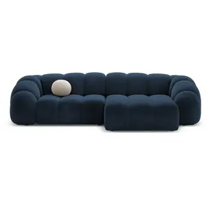 CXL by Christian Lacroix - Canapé D'Angle Droit Velours Lyna 4 Places bleu roi - 280x182x72 cm OS pas cher