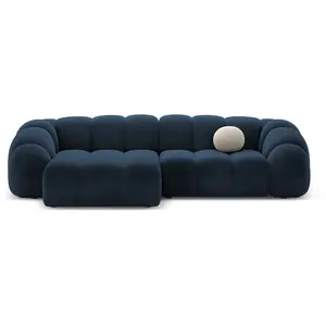 CXL by Christian Lacroix - Canapé D'Angle Gauche Velours Lyna 4 Places bleu roi - 280x182x72 cm OS pas cher
