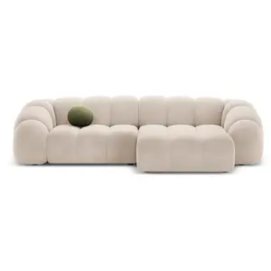 CXL by Christian Lacroix - Canapé D'Angle Droit Velours Lyna 4 Places beige - 280x182x72 cm OS pas cher