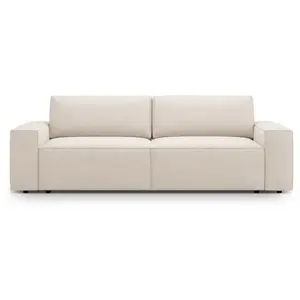 Canapé convertible avec coffre de rangement 3 places en bouclé beige pas cher