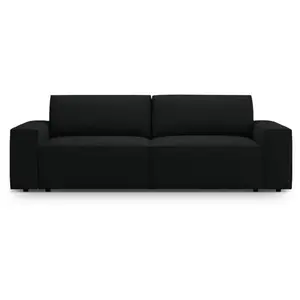 Canapé convertible avec coffre de rangement 3 places en bouclé noir pas cher
