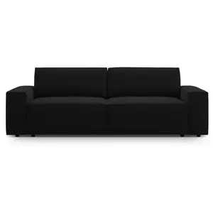 Canapé convertible avec coffre de rangement 3 places en velours noir pas cher