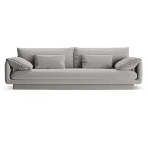 Canapé 4 places en tissu structurel gris clair pas cher
