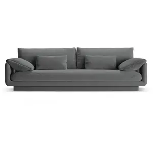 Canapé 4 places en tissu structurel gris foncé pas cher