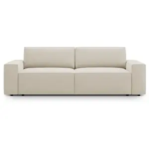 Canapé-lit avec coffre de rangement 3 places en velours beige foncé pas cher