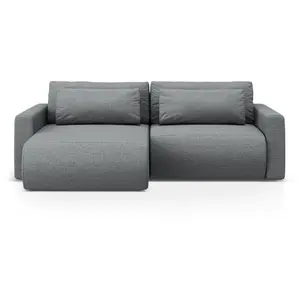 Canapé-lit réversible 3 places avec coffre en tissu structurel gris pas cher