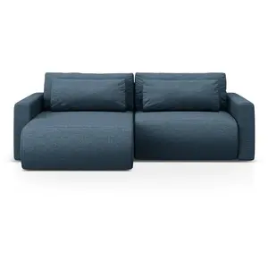 Canapé-lit réversible 3 places avec coffre en tissu structurel bleu pas cher