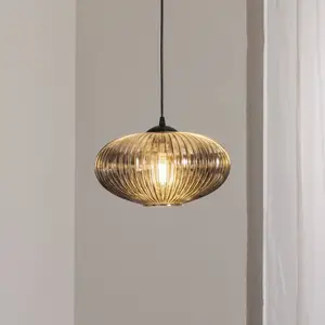 EMIBIG LIGHTING Luminaire pour salle à manger Coco, Ø 30 cm, noir/gris fumée, verre pas cher