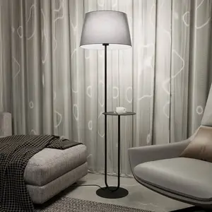 EMIBIG LIGHTING Lampadaire Hotel, gris/noir, hauteur 150 cm, tissu/mét... pas cher