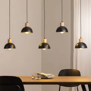 Comparateur de prix : EMIBIG LIGHTING Suspension Seco, longueur 116 cm, noir, métal/bois, 5 ...