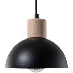 EMIBIG LIGHTING Suspension Seco, Ø 18 cm, noir, métal/bois pas cher