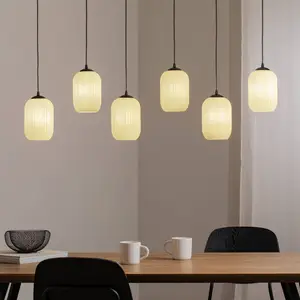 EMIBIG LIGHTING Suspension Verdi, longueur 115 cm, noir/opale, verre, ...
