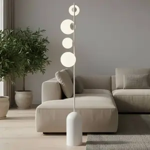EMIBIG LIGHTING Lampe sur pied Etno LP4, blanc, verre/acier, hauteur 1...Vendu parluminaire