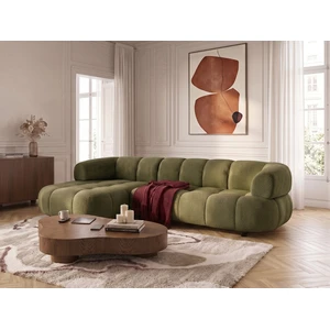 Canapé d'angle convertible avance-recule électrique LOVELY tissu lisse vert  angle gauche BOBOCHIC 3 places pas cher