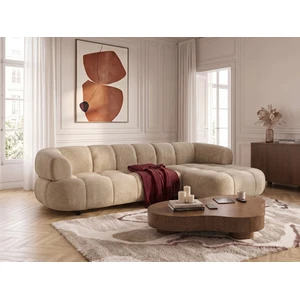 Canapé d'angle convertible avance-recule électrique LOVELY tissu lisse taupe  angle droit BOBOCHIC 3 places pas cher