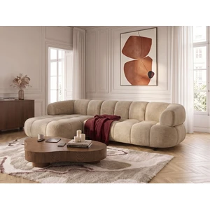 Canapé d'angle convertible avance-recule électrique LOVELY tissu lisse taupe  angle gauche BOBOCHIC 3 places pas cher