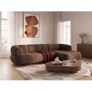 Canapé d'angle convertible avance-recule électrique LOVELY tissu lisse marron  angle droit BOBOCHIC 3 places pas cher