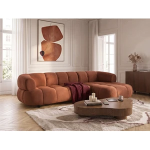 Canapé d'angle convertible avance-recule électrique LOVELY tissu lisse orange  angle droit BOBOCHIC 3 places pas cher