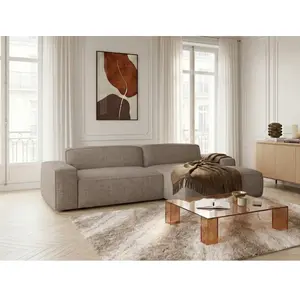 Canapé d'angle convertible avance-recule électrique ABEL tissu chiné taupe angle droit BOBOCHIC 3 places pas cher