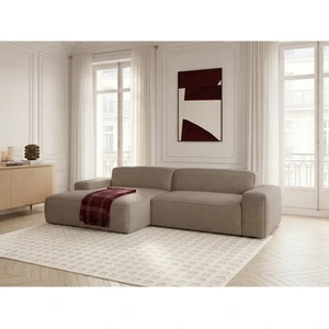 Canapé d'angle convertible avance-recule électrique ABEL tissu chiné taupe angle gauche BOBOCHIC 3 places pas cher