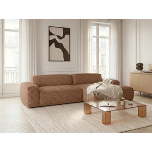 Canapé d'angle convertible avance-recule électrique ABEL tissu chiné orange angle droit BOBOCHIC 3 places pas cher
