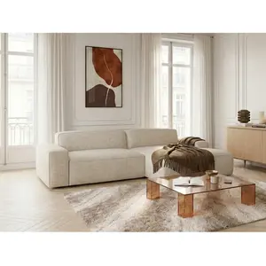 Canapé d'angle convertible avance-recule électrique ABEL tissu chiné beige angle droit BOBOCHIC 3 places pas cher