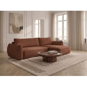 Canapé d'angle convertible réversible ESMEE tissu chenille orange réversible BOBOCHIC 3 places pas cher
