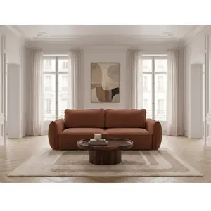 Canapé droit convertible 3 places ESMEE tissu chenille orange BOBOCHIC 3 places pas cher