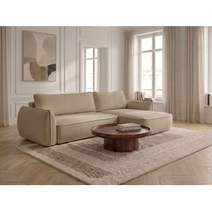Canapé d'angle convertible réversible ESMEE tissu chenille beige réversible BOBOCHIC 3 places pas cher